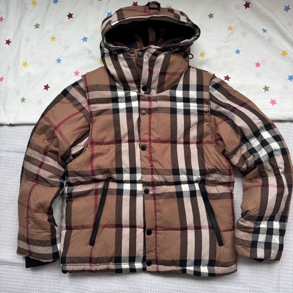 Burberry Packaway Hood Reversible Check Puffer Jacket 'Dark Birch Brown'